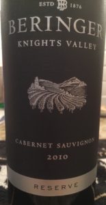 Beringer 2010 Knights Reserve cab